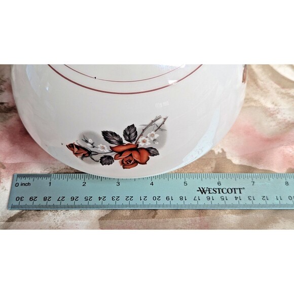 Vintage White Milk Glass 3" Fitter Ceiling Light Fixture Shade Burgandy Roses - Picture 3 of 9